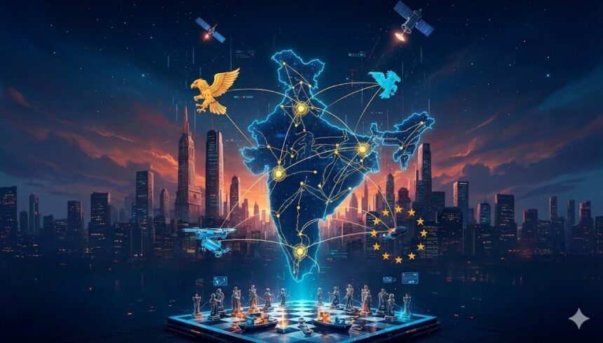 Alt text: India’s 2025 trade growth strategy showing export targets and global partnerships.