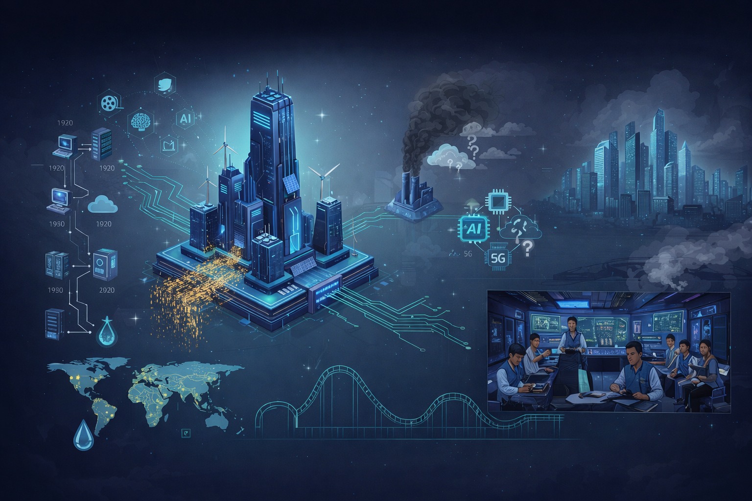 Massive hyperscale data center powering cloud computing and AI infrastructure