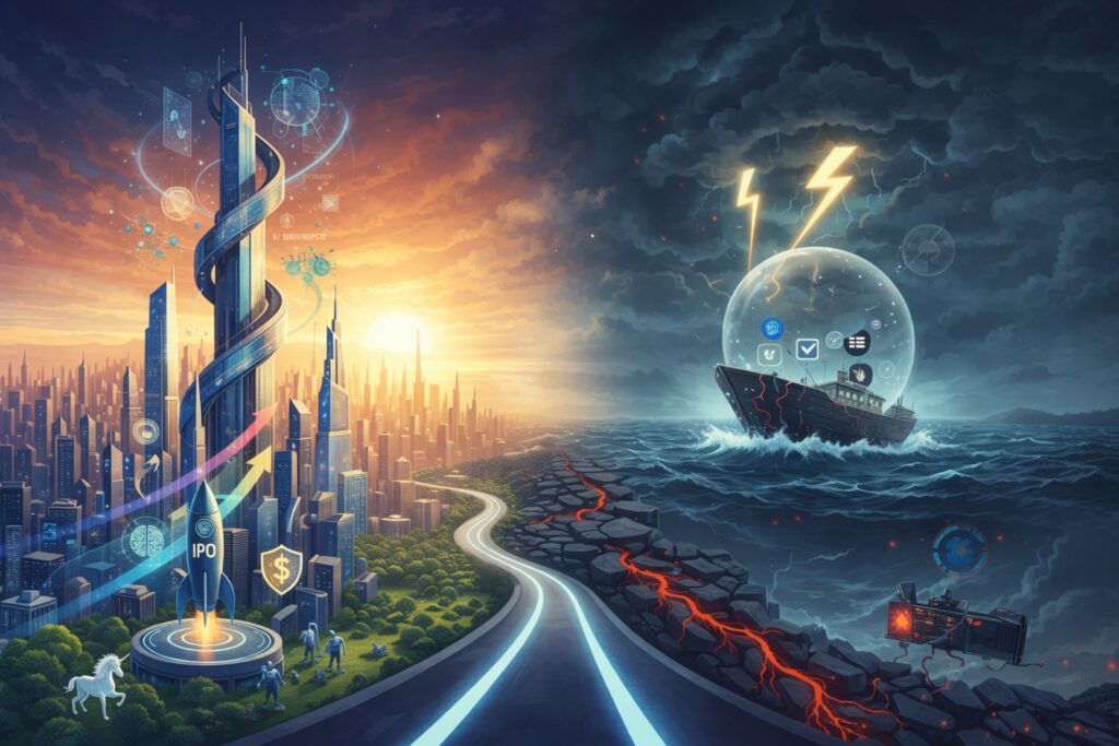 2026 stock market outlook showing AI-driven growth and market volatility