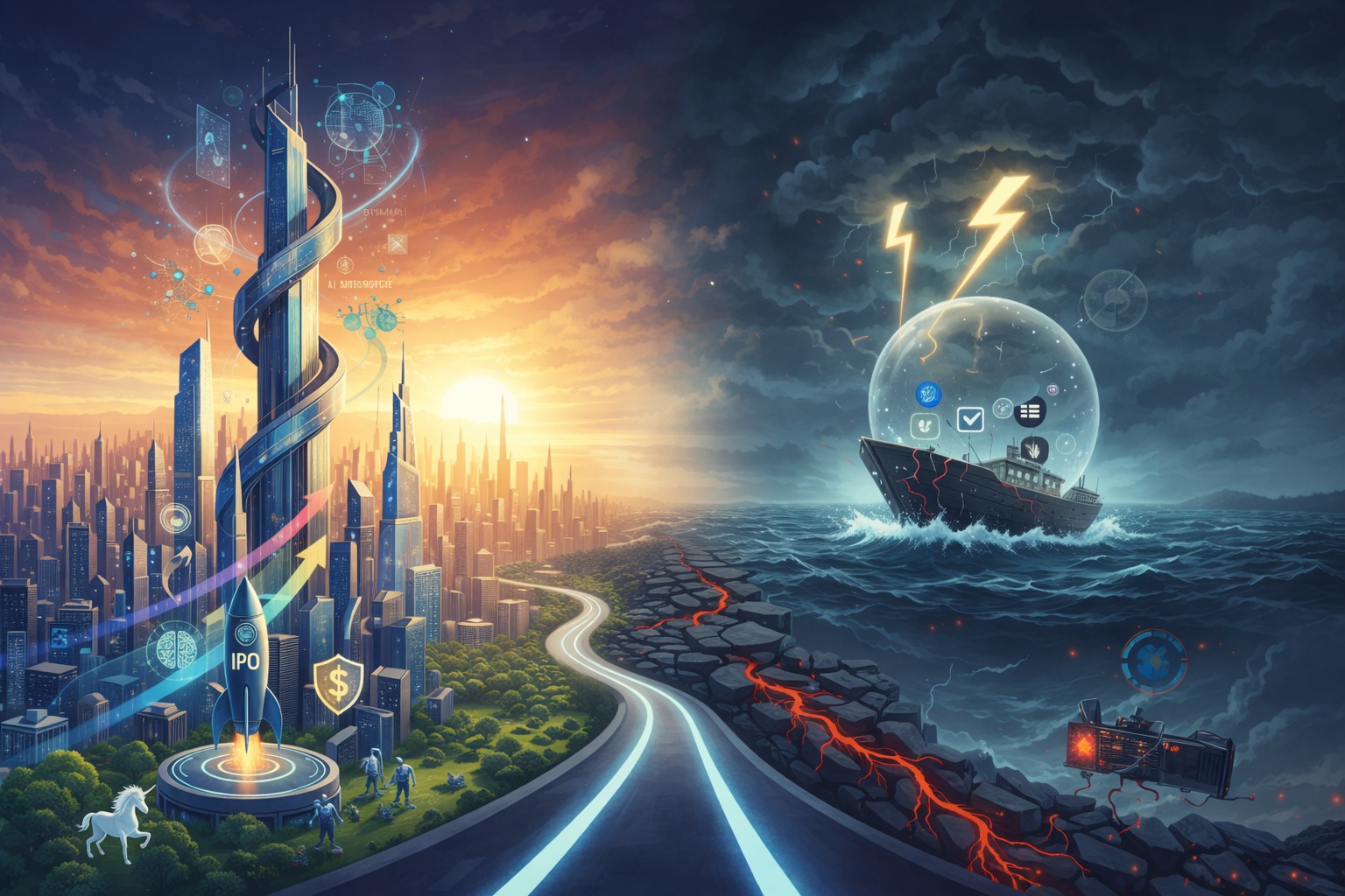 2026 stock market outlook showing AI-driven growth and market volatility